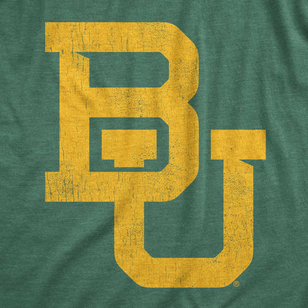 Baylor University Bears "BU" Stacked Logo with Green T-shirt with Gold Text