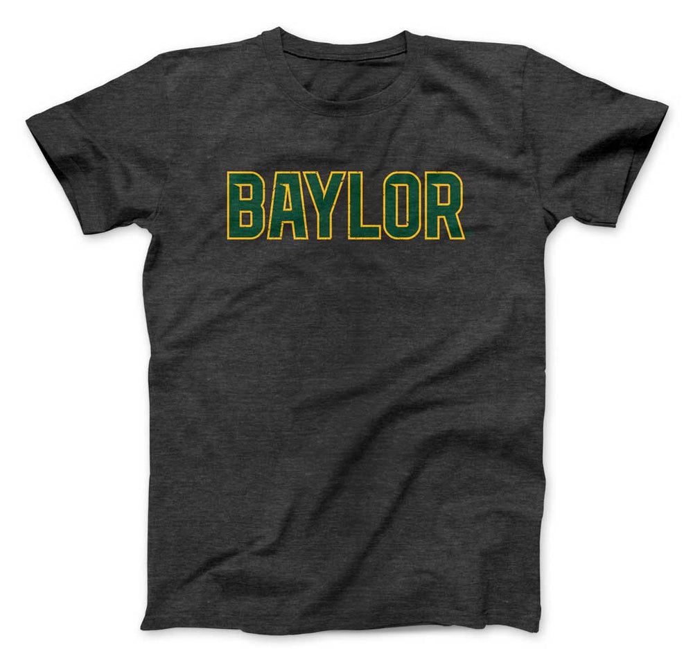 Super Soft Grey Baylor University Bears Green and Gold Baylor Script T-shirt