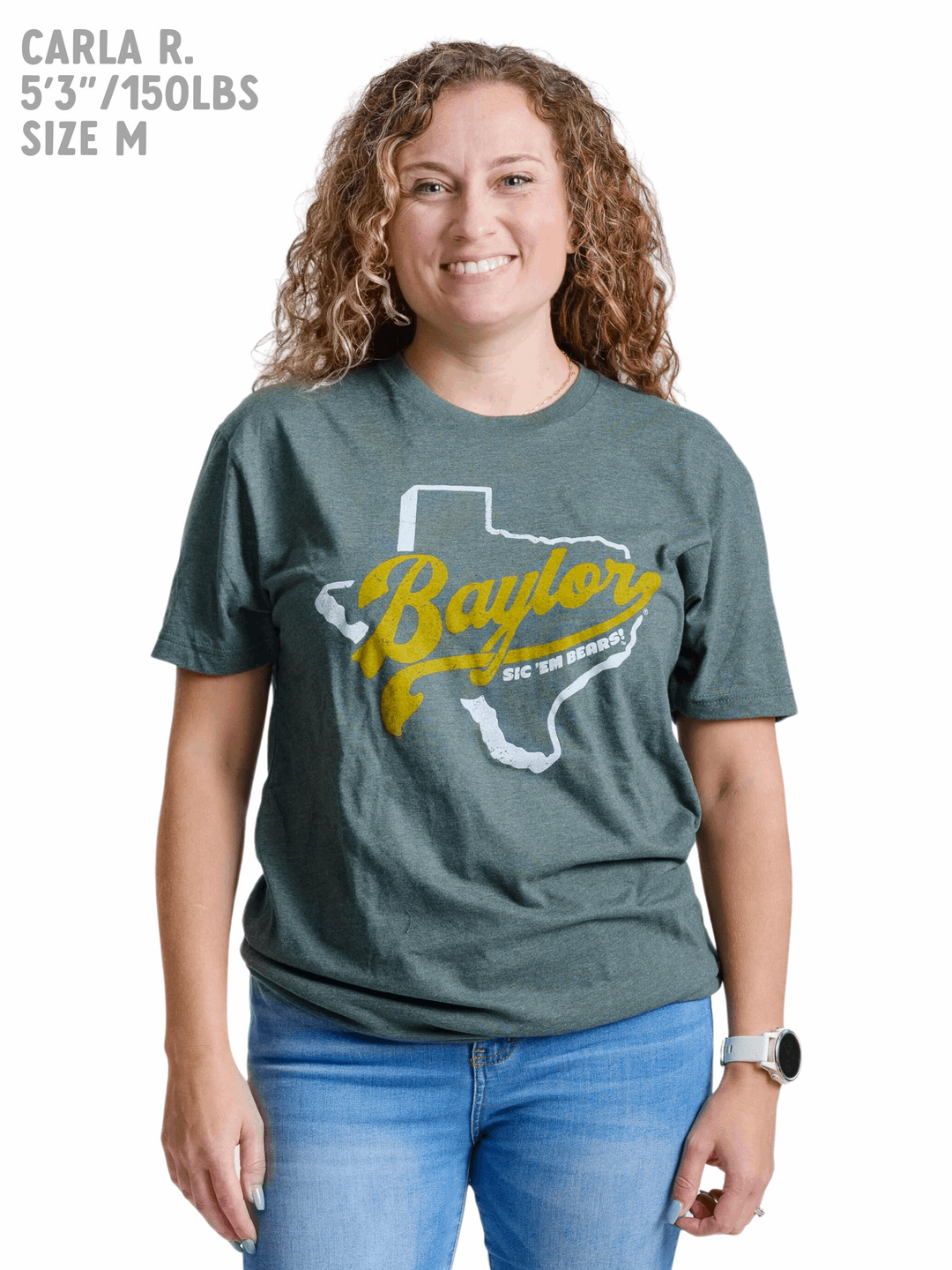 Baylor University State of Texas Sic 'Em Bears Forest Green T-Shirt on model