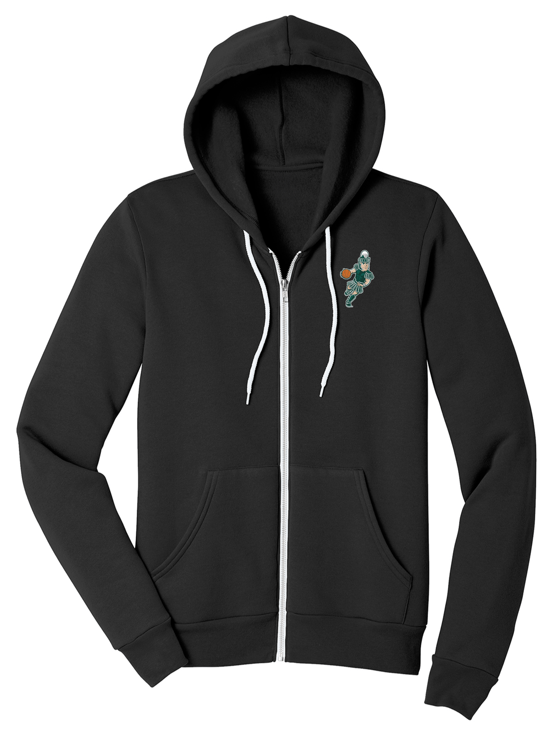 Black MSU Basketball Sparty Hoodie Zip Up Michigan State Sweatshirt