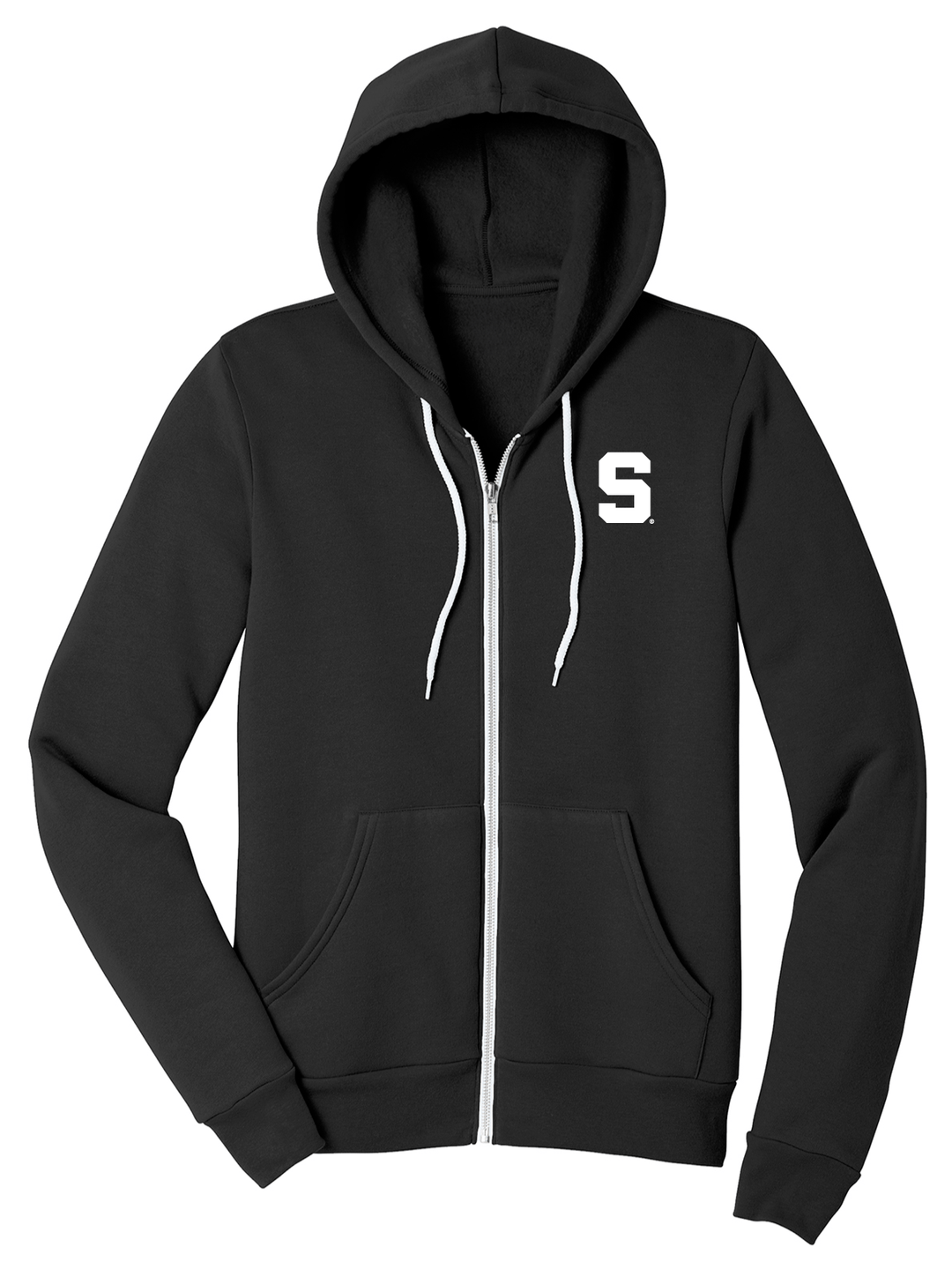 Black MSU Block S Hoodie Zip from Nudge Printing