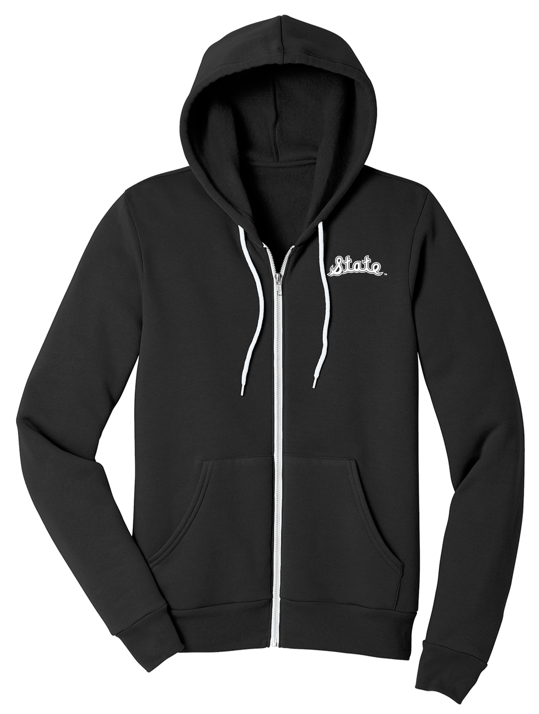 Black MSU State Script Hoodie Zip from Nudge Printing