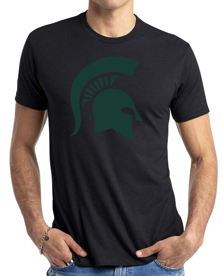 MSU Spartan Helmet Shadow Black T Shirt | Discontinued