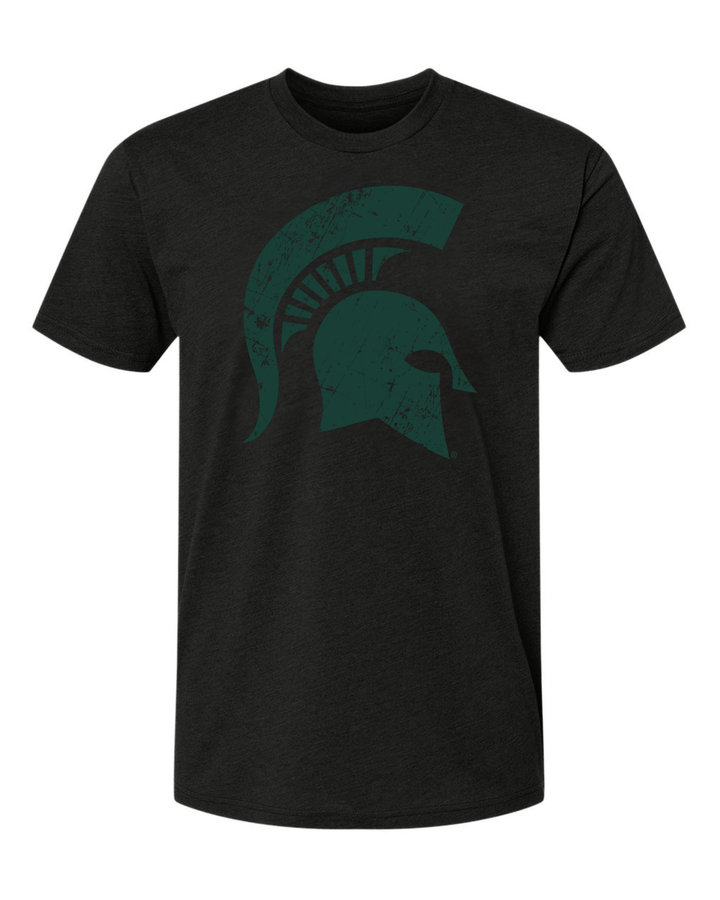MSU Spartan Helmet Shadow Black T Shirt