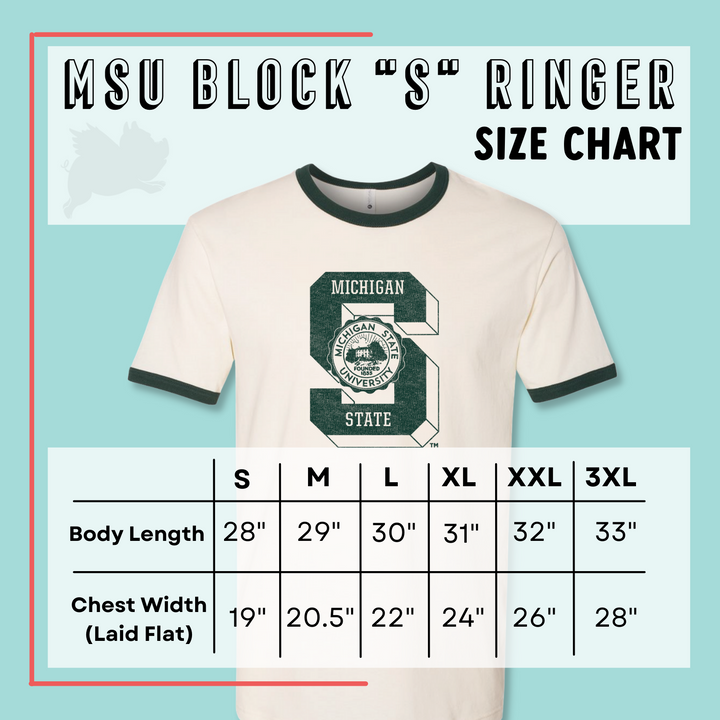 Michigan State University Vintage Block S Ringer T-shirt