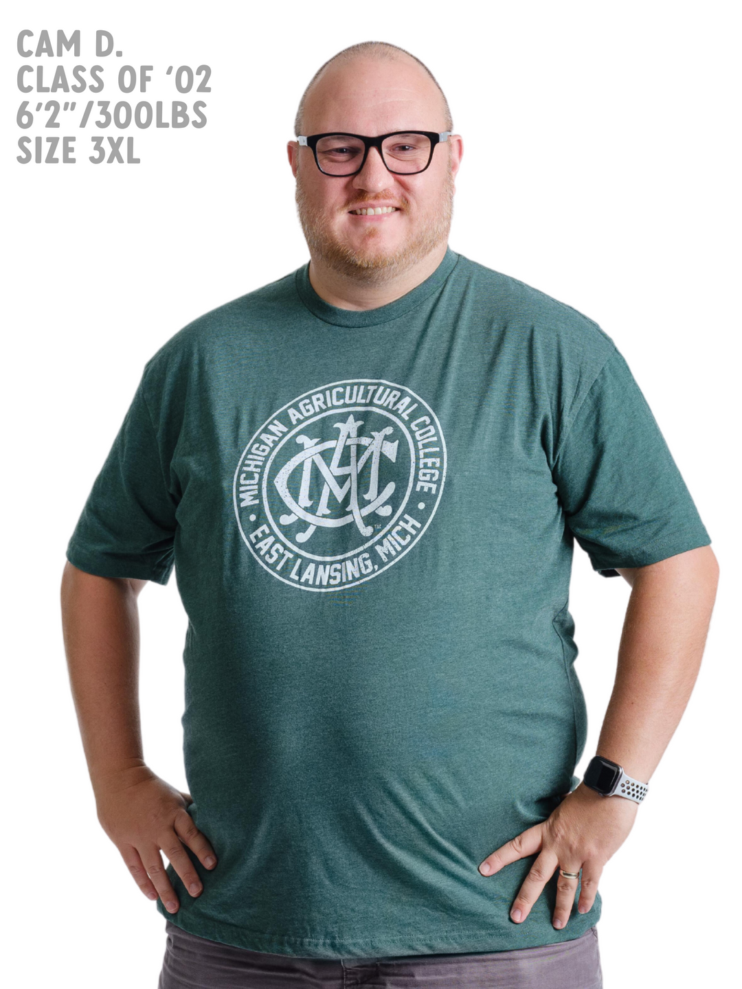 Green Michigan Sate Vintage T Shirt on Plus Size Model