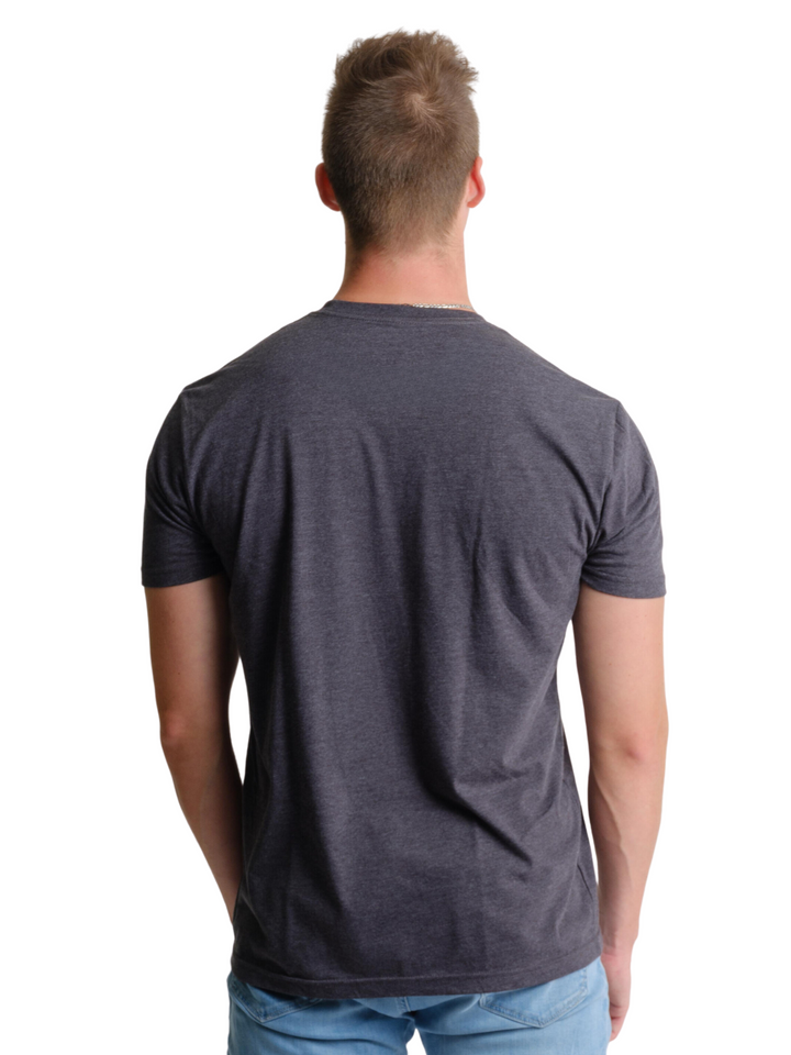 Back of dark grey charcoal Michigan State T Shirt from Nudge Printing