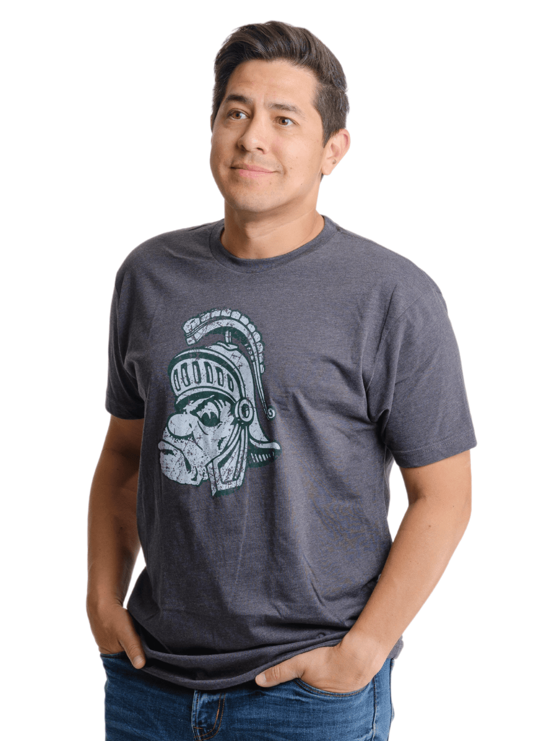 Michigan State University Spartans Vintage Gruff Sparty T-Shirt (Charcoal)