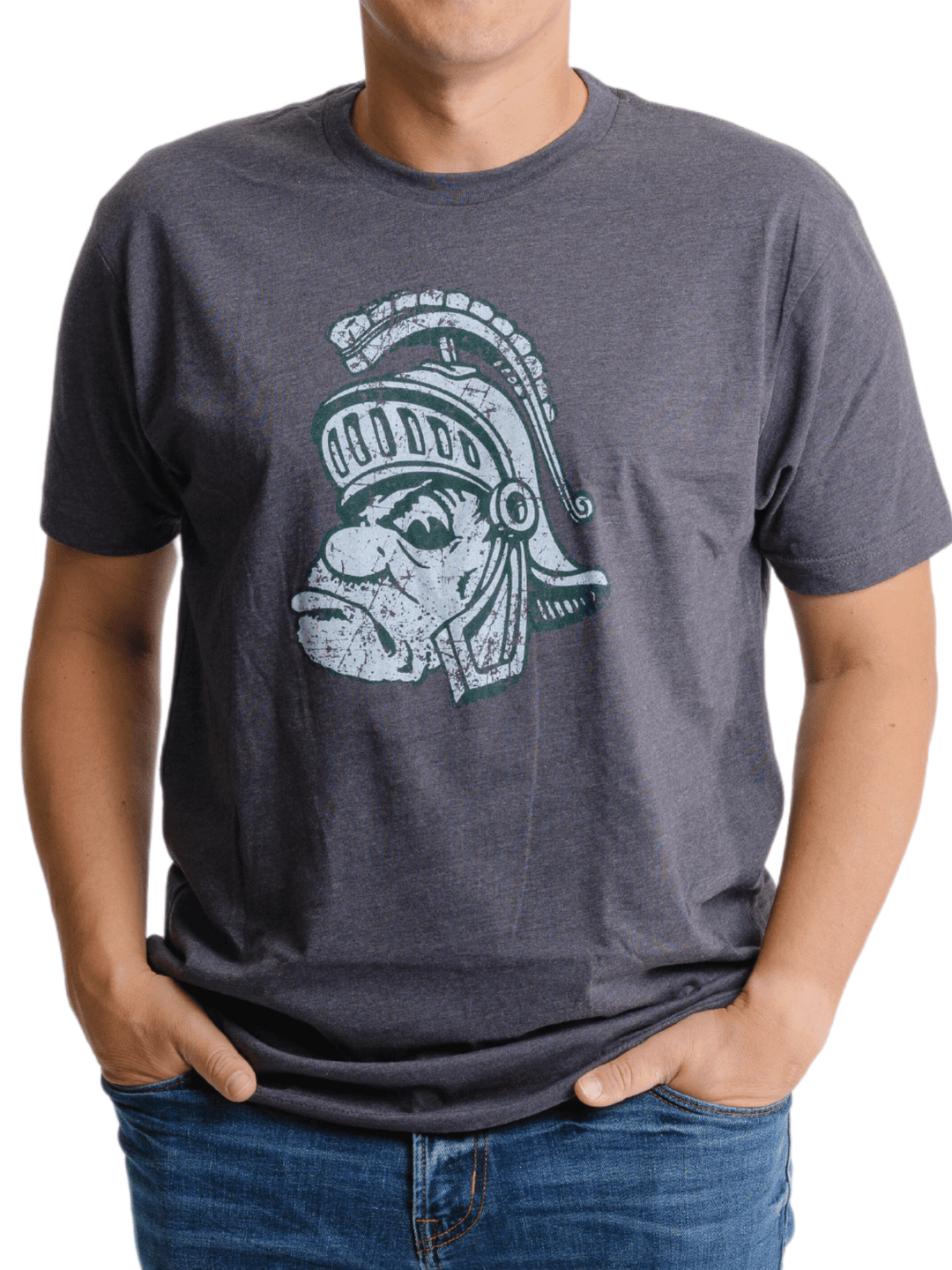 Michigan State University Spartans Vintage Gruff Sparty T-Shirt (Charcoal)