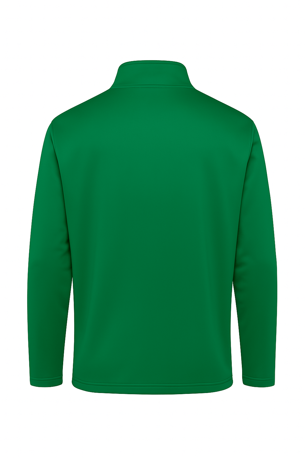 Back view of kelly green performance quarter zip shirt.