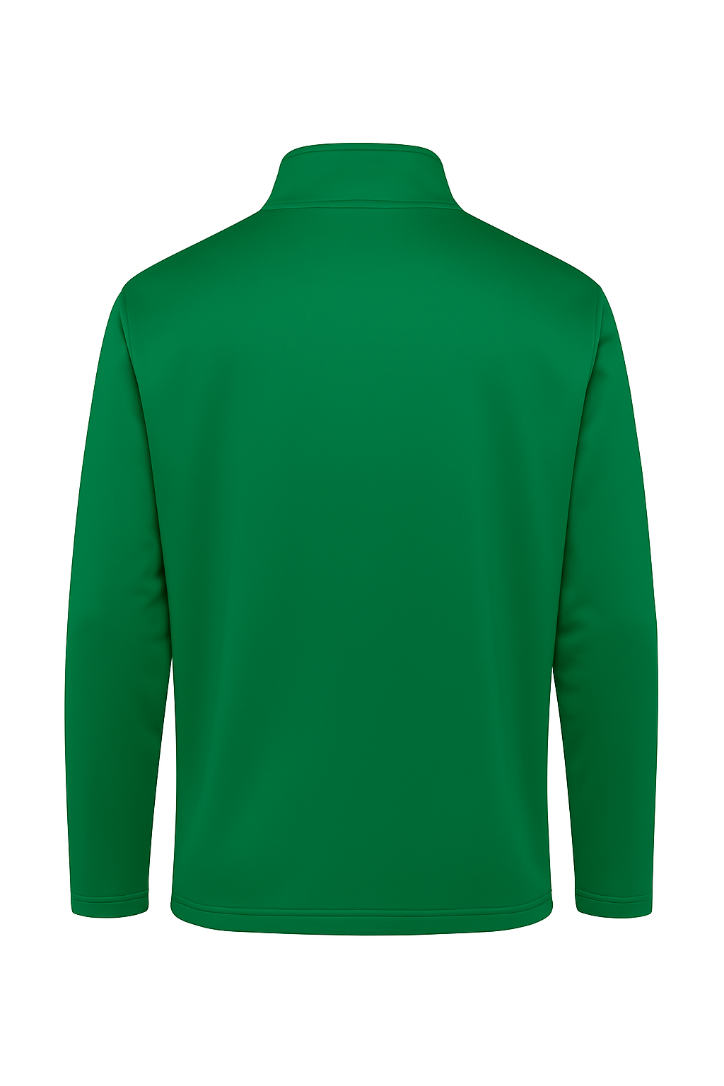 Back view of kelly green performance quarter zip shirt.