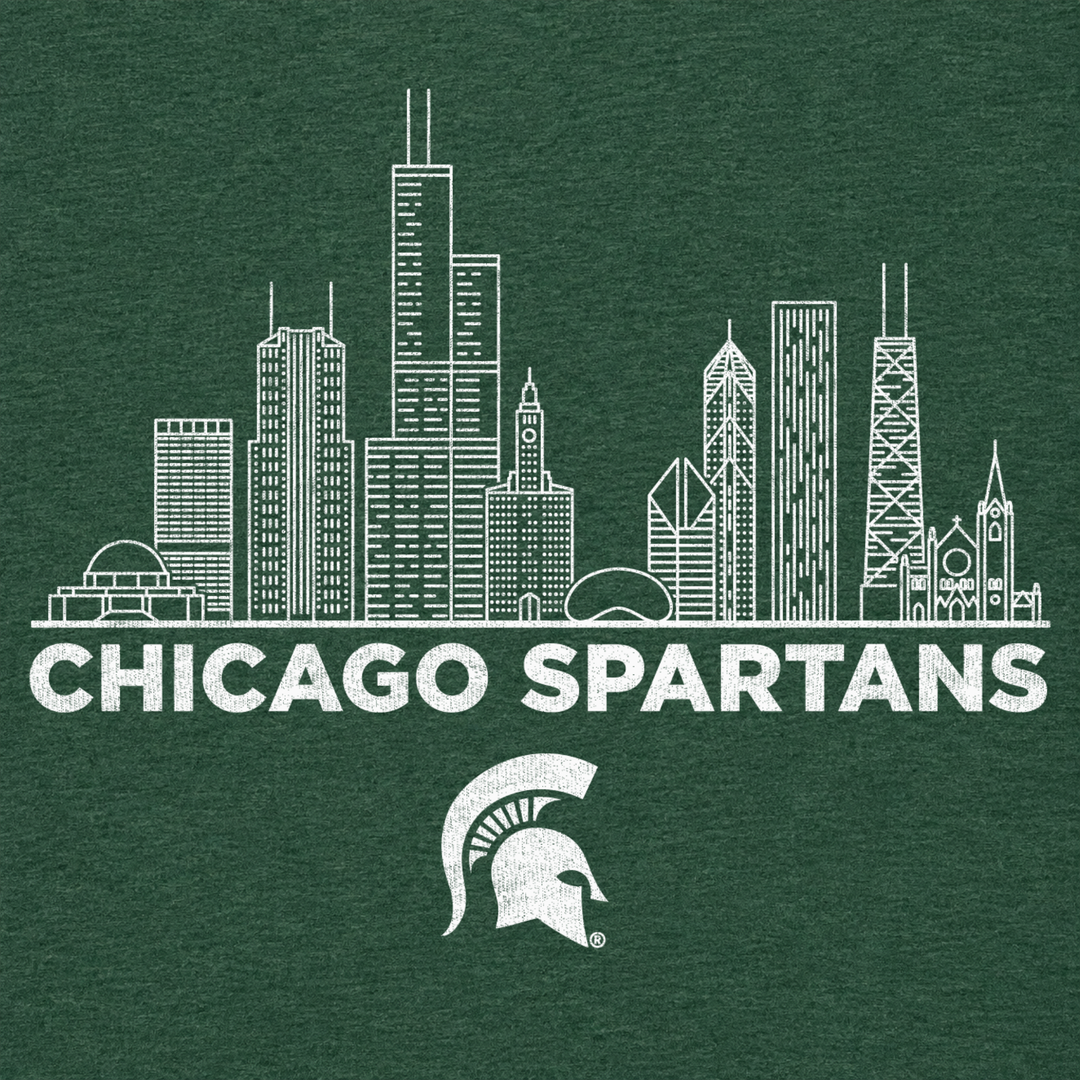 MSU Chicago Spartans Skyline Green Long Sleeve T-shirt