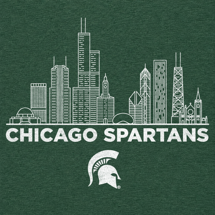 MSU Chicago Spartans Skyline Green Long Sleeve T-shirt