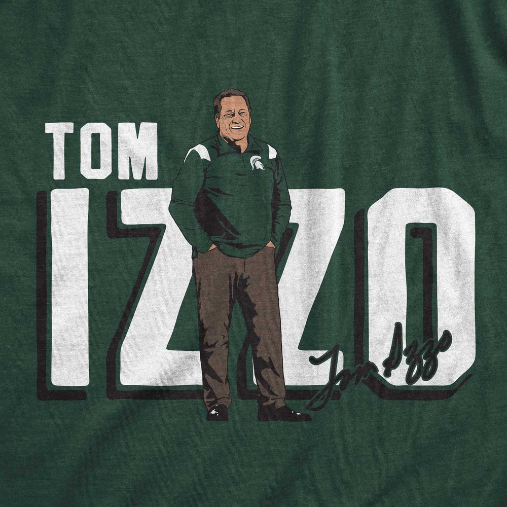 Close up of Green Michigan State Sweatshirt with Tom Izzo Print