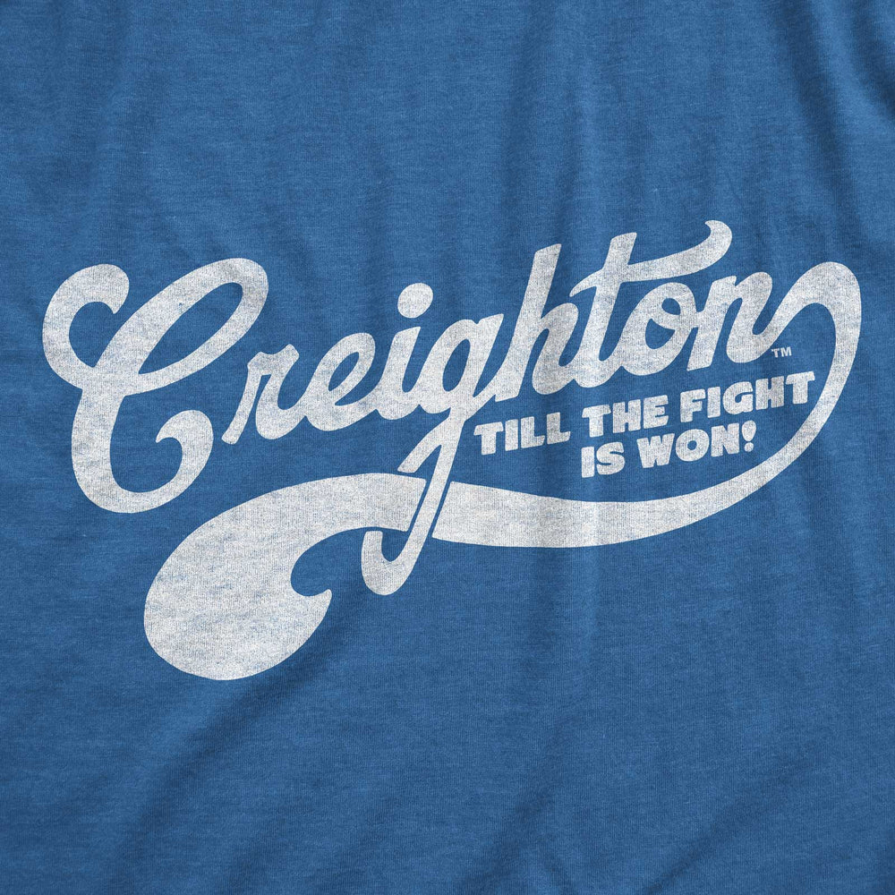 Close up of Vintage Blue Creighton T Shirt from Nudge Printing