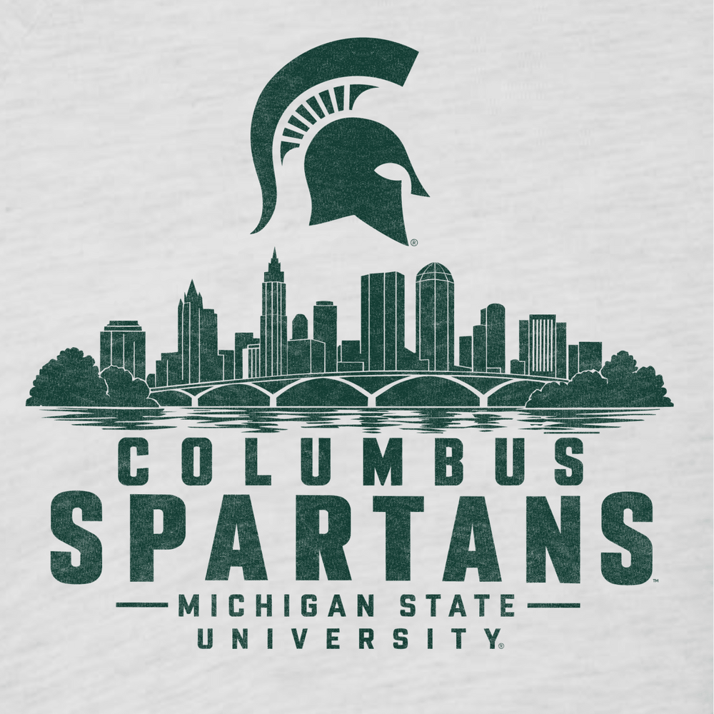 Up Close view of green colored Michigan State Columbus Spartans Landscape logo on white background