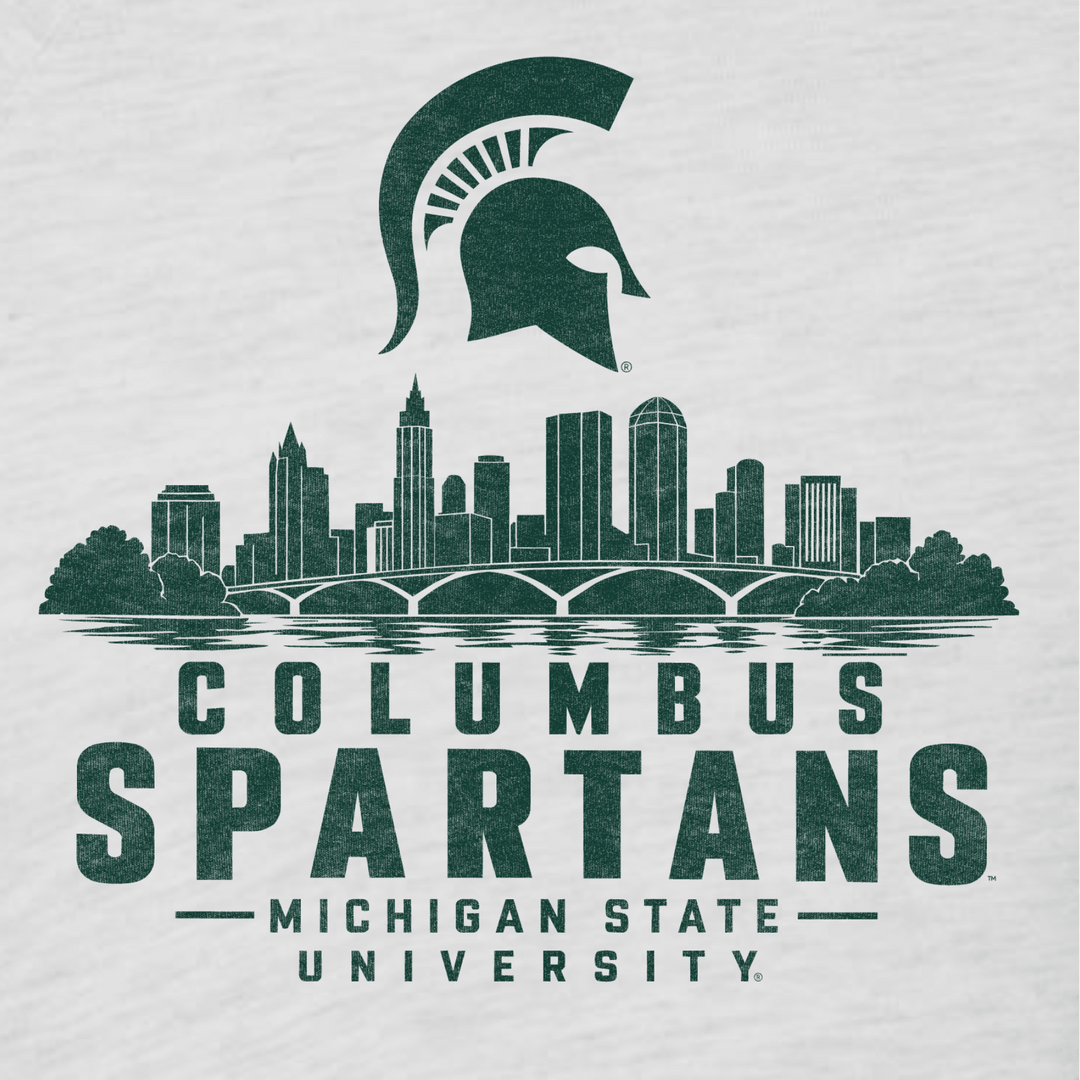 Up Close view of green colored Michigan State Columbus Spartans Landscape logo on white background