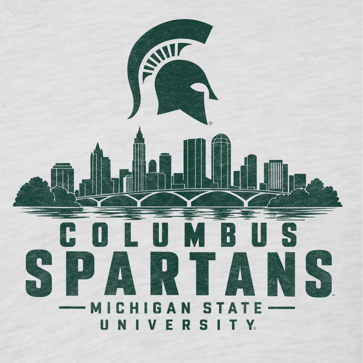Up Close view of green colored Michigan State Columbus Spartans Landscape logo on white background