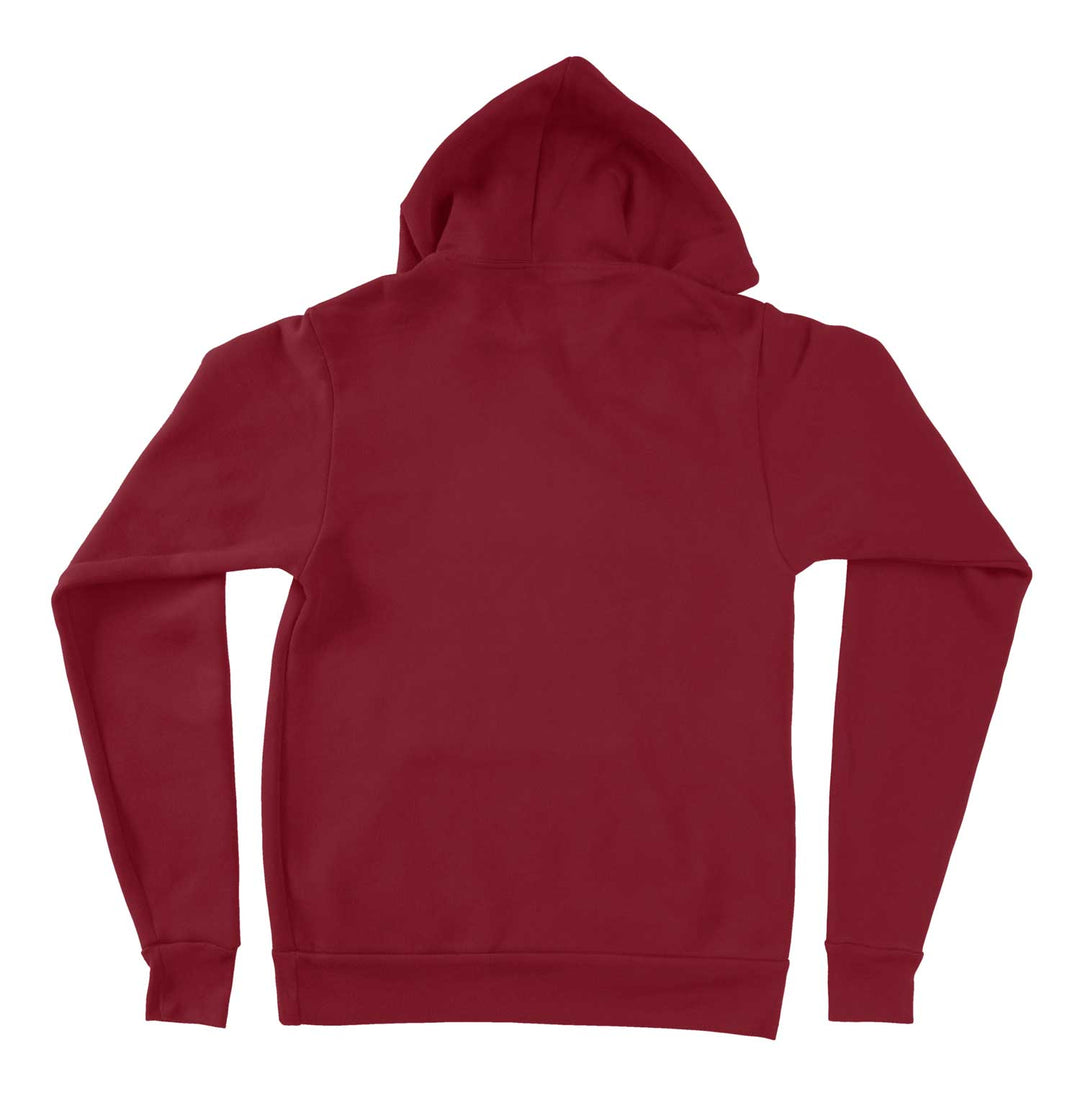 Back of crimson red Indiana University IU hoodie from Nudge Printing 