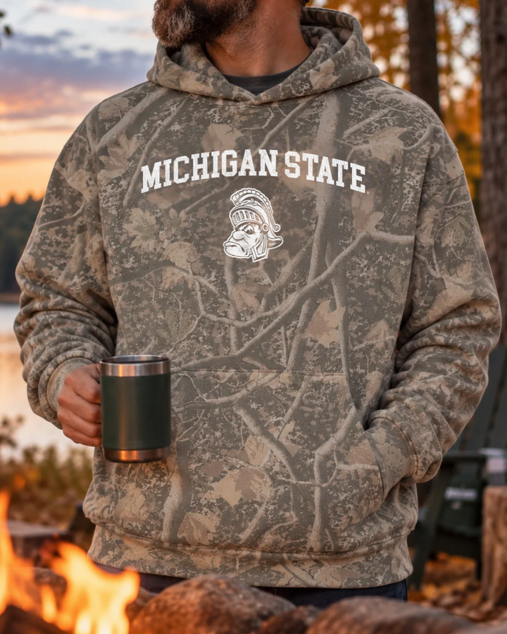 MSU Gruff Sparty Deadwood Tree Camo Heavyweight Hoodie