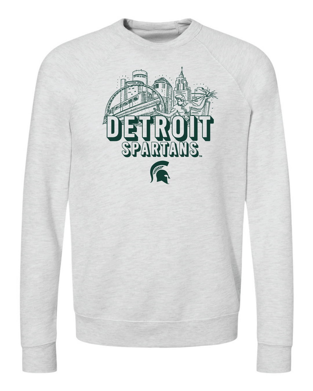 Detroit Spartans Ash White Crewneck Sweatshirt