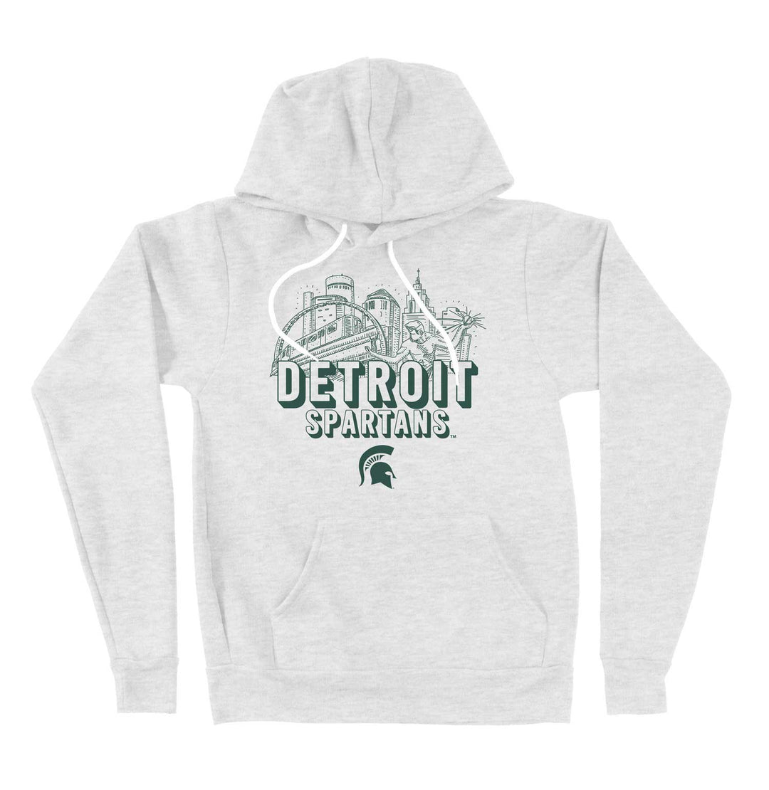 Detroit Spartans Ash White Unisex Hoodie Sweatshirt