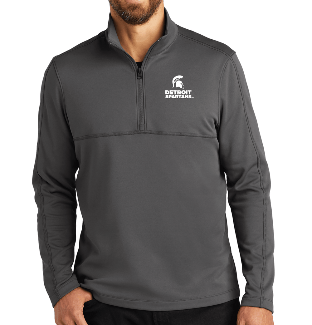 Detroit Spartans Grey Pullover Quarter Zip on Model