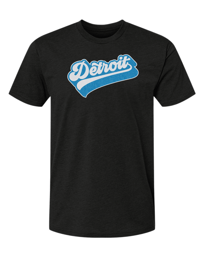 Retro Detroit Cursive Logo - Black T-Shirt