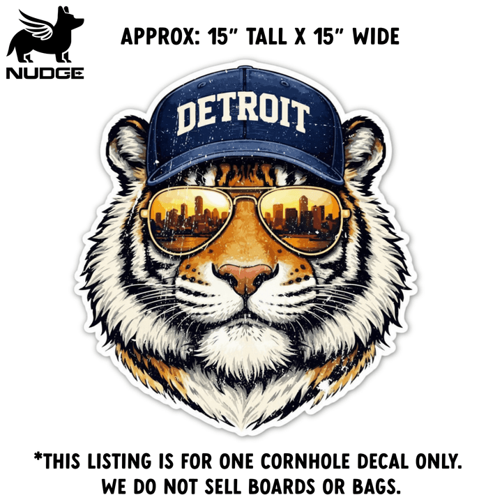 Tiger Wearing Aviator Sunglasses Corn Hole Decal