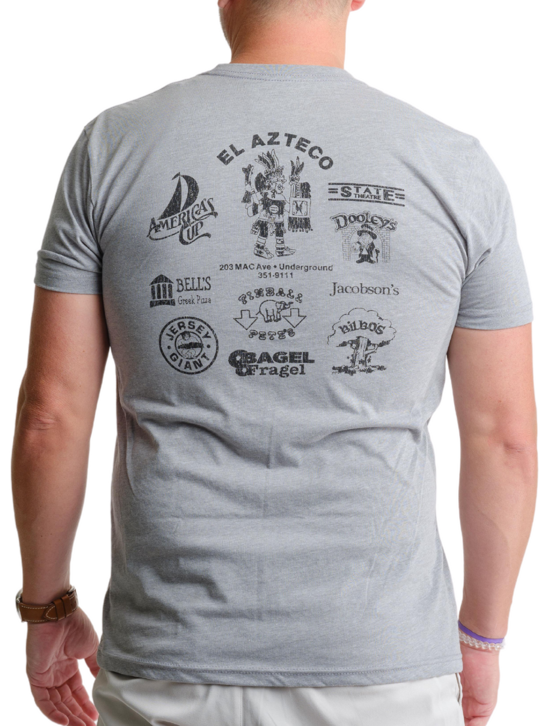 Retro East Lansing 80's Bars and Restaurants on MSU Campus T-Shirt Back