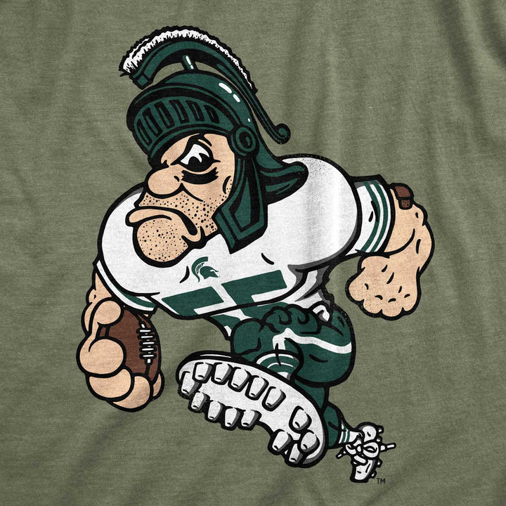 Close up of Green Michigan State Gruff Sparty Football Shirt