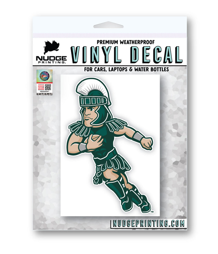 MSU Sparty Running with Football Car Decal