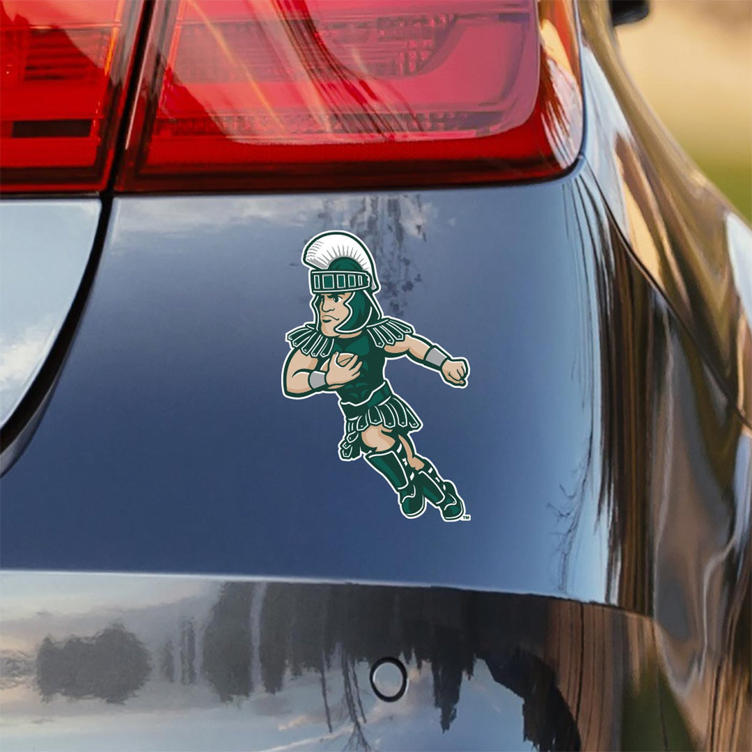 Michigan State Sparty Running With Football Decal