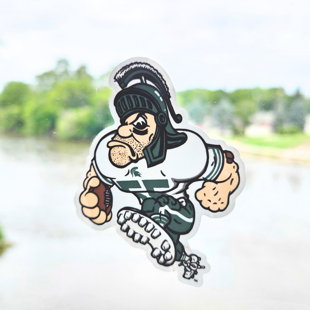 Michigan State MSU Spartans Football Gruff Sparty Mini Sticker on Window