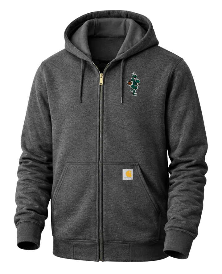 MSU Basketball Sparty Full Zip-up Carhartt Sweatshirt - Charcoal