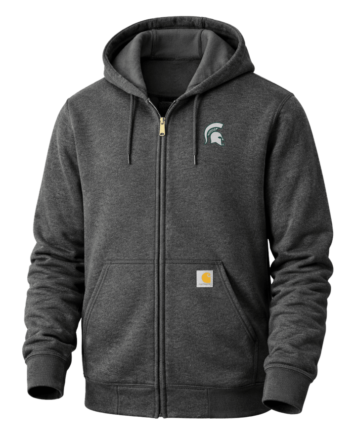 MSU Spartan Helmet Full Zip-up Carhartt Sweatshirt - Charcoal