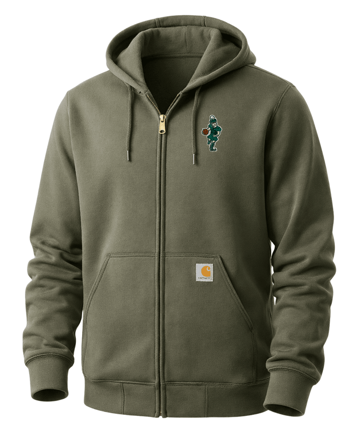 MSU Basketball Sparty Full Zip-up Carhartt Sweatshirt - Moss Green
