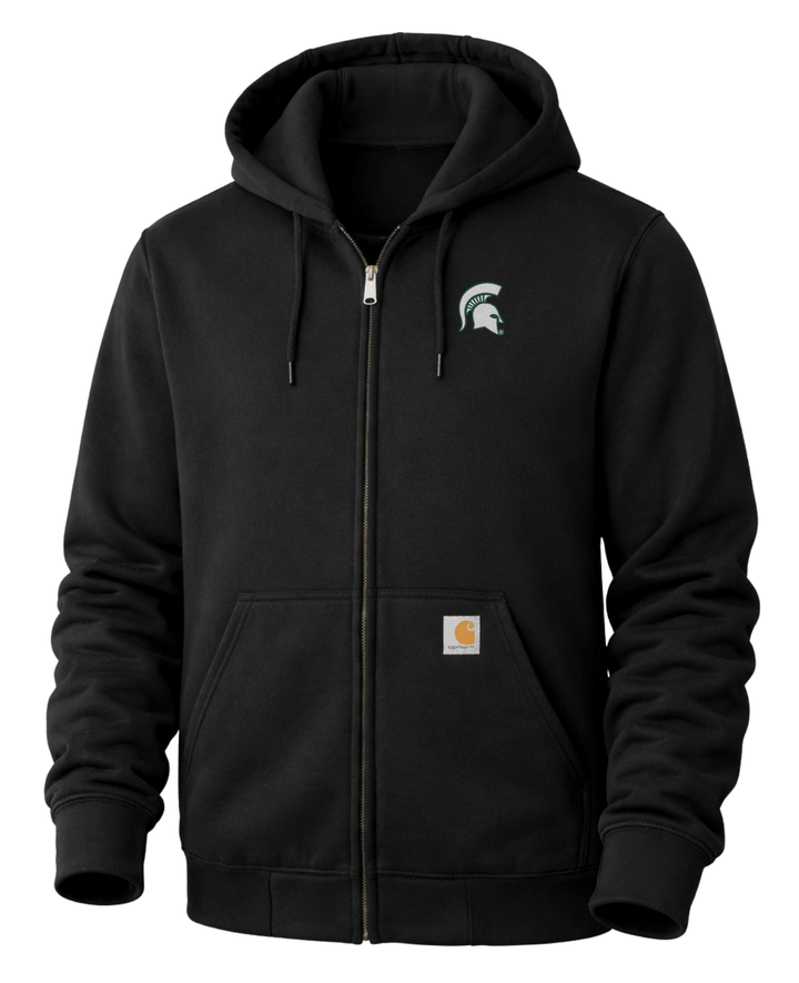 MSU Spartan Helmet Full Zip-up Carhartt Sweatshirt - Black