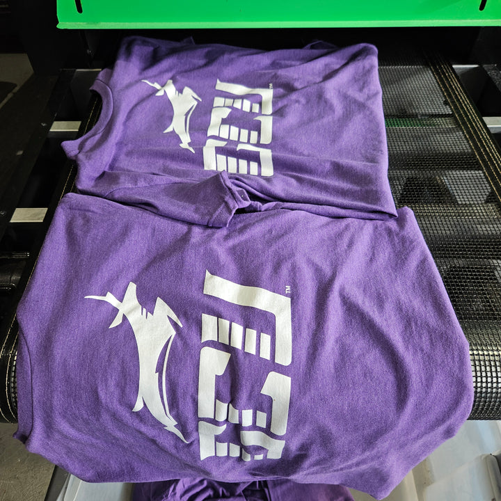 Grand Canyon University Purple GCU T-Shirt from Nudge Printing Coming off Dryer