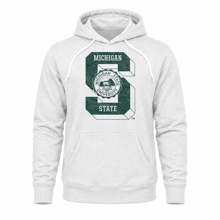 MSU Vintage Block S Hoodie - Ash White