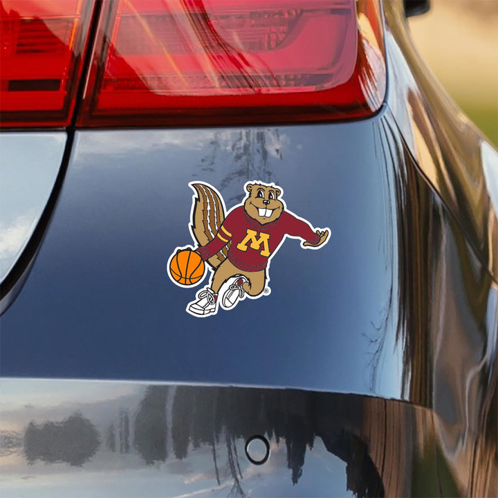 University of Minnesota Gopher Playing Basketball Decal on Car