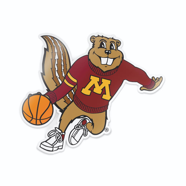 Minnesota Goldy Gopher Playing Basketball Car Decal Sticker