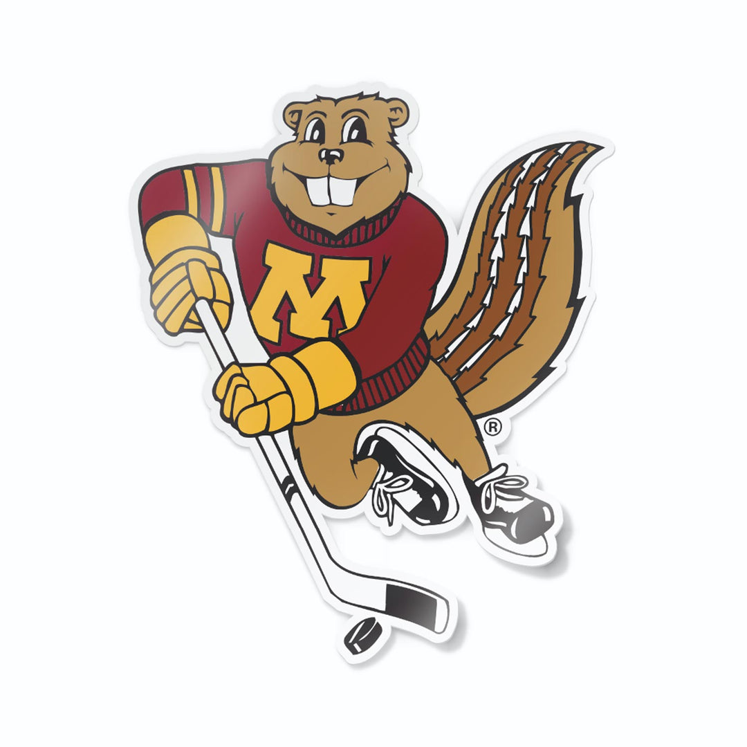 University of Minnesota Gopher Playing Hockey Car Decal Unpackaged