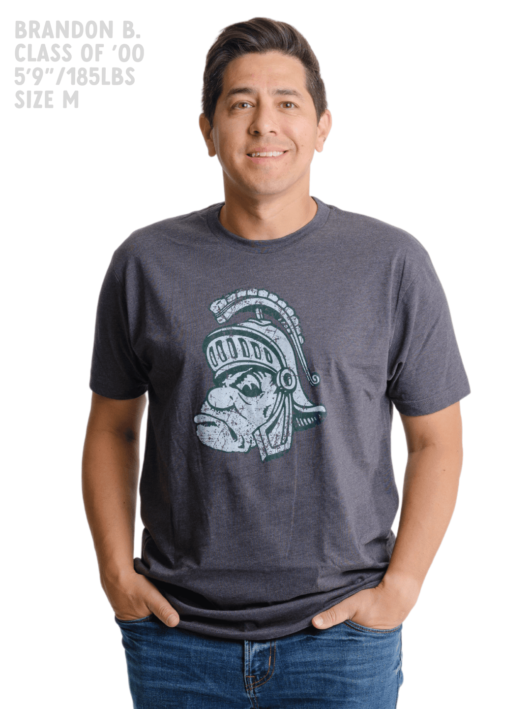 Michigan State University Spartans Vintage Gruff Sparty T-Shirt (Charcoal) - Nudge Printing