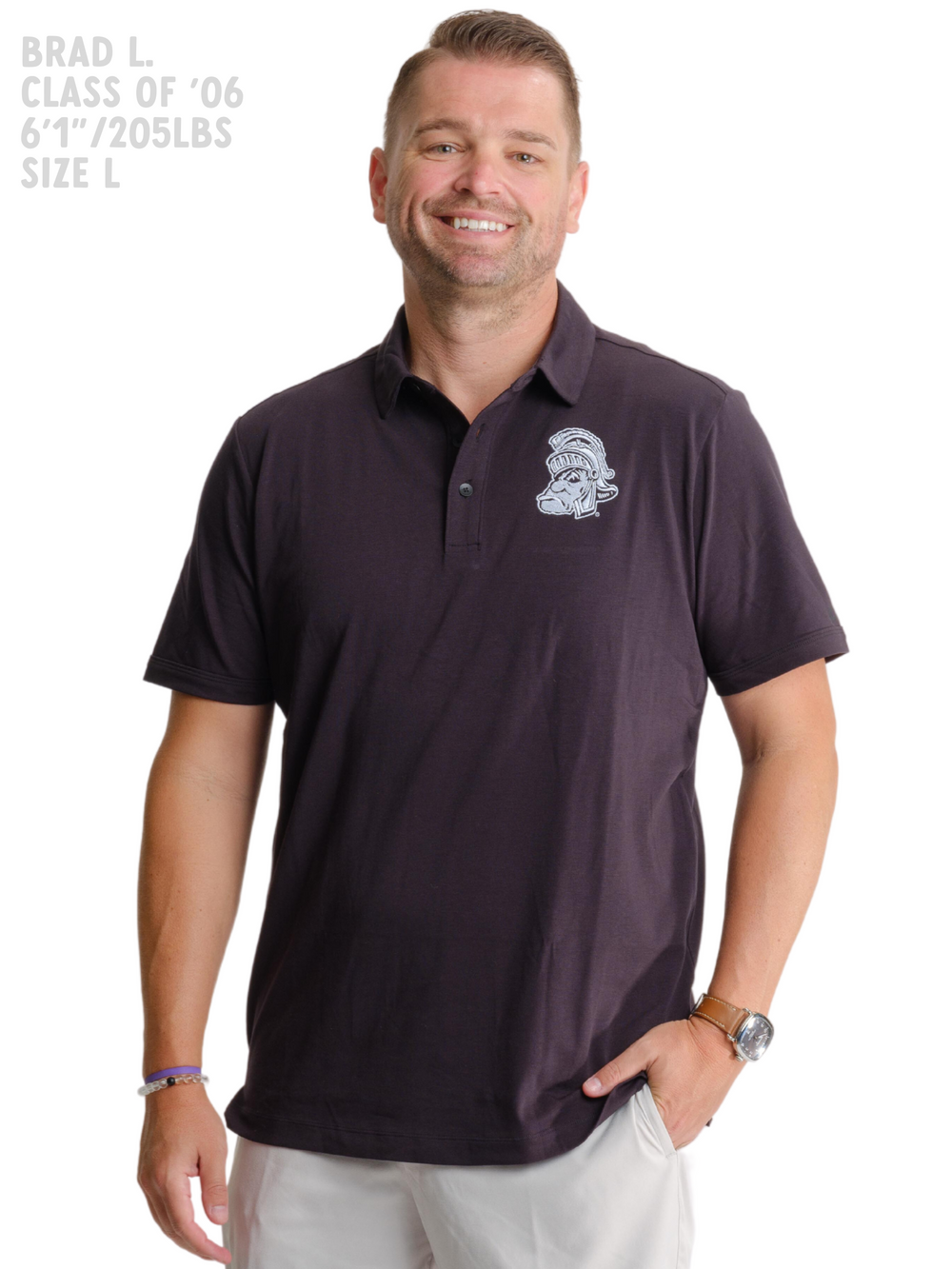 Gruff Sparty Golfing Polo Black MSU Michigan State University Spartans Collard Shirt