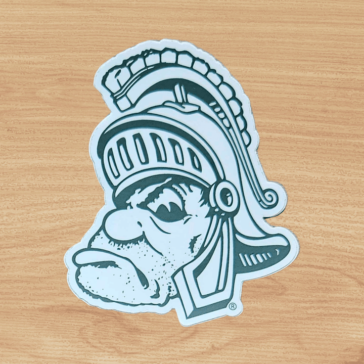 Michigan State Gruff Sparty Mini Sticker on wood