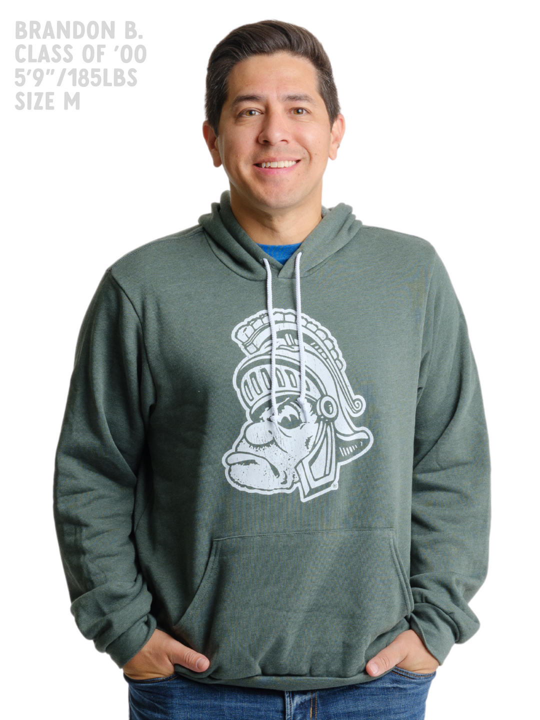 Michigan State MSU Spartans Gruff Sparty Green Hoodie Sweatshirt Pullover Fleece - Nudge Printing