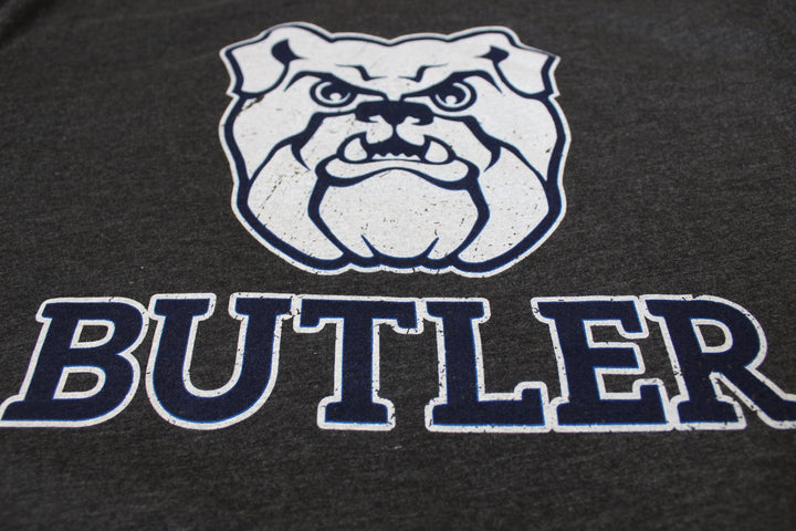 Butler University Bulldog & Wordmark Combo Logo on Charcoal T-Shirt