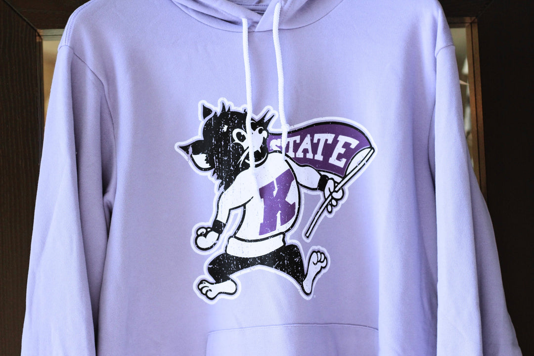 Close up of Kansas State Lavender Hoodie