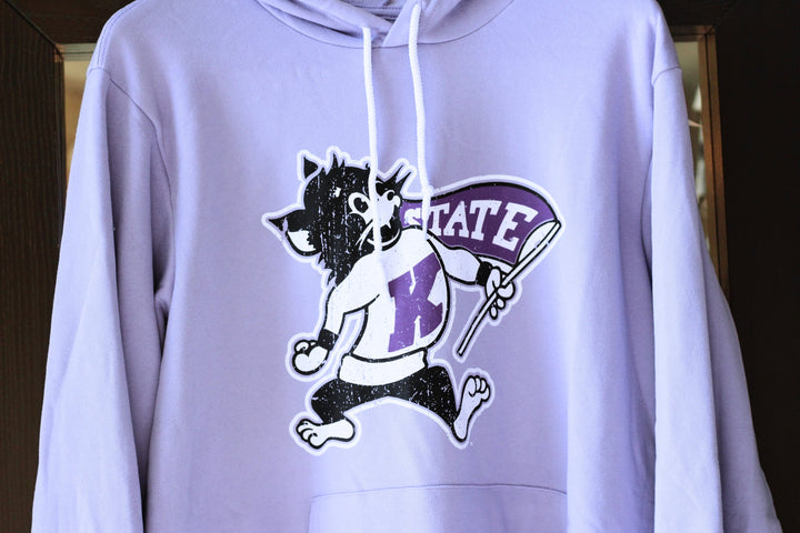 Close up of Kansas State Lavender Hoodie